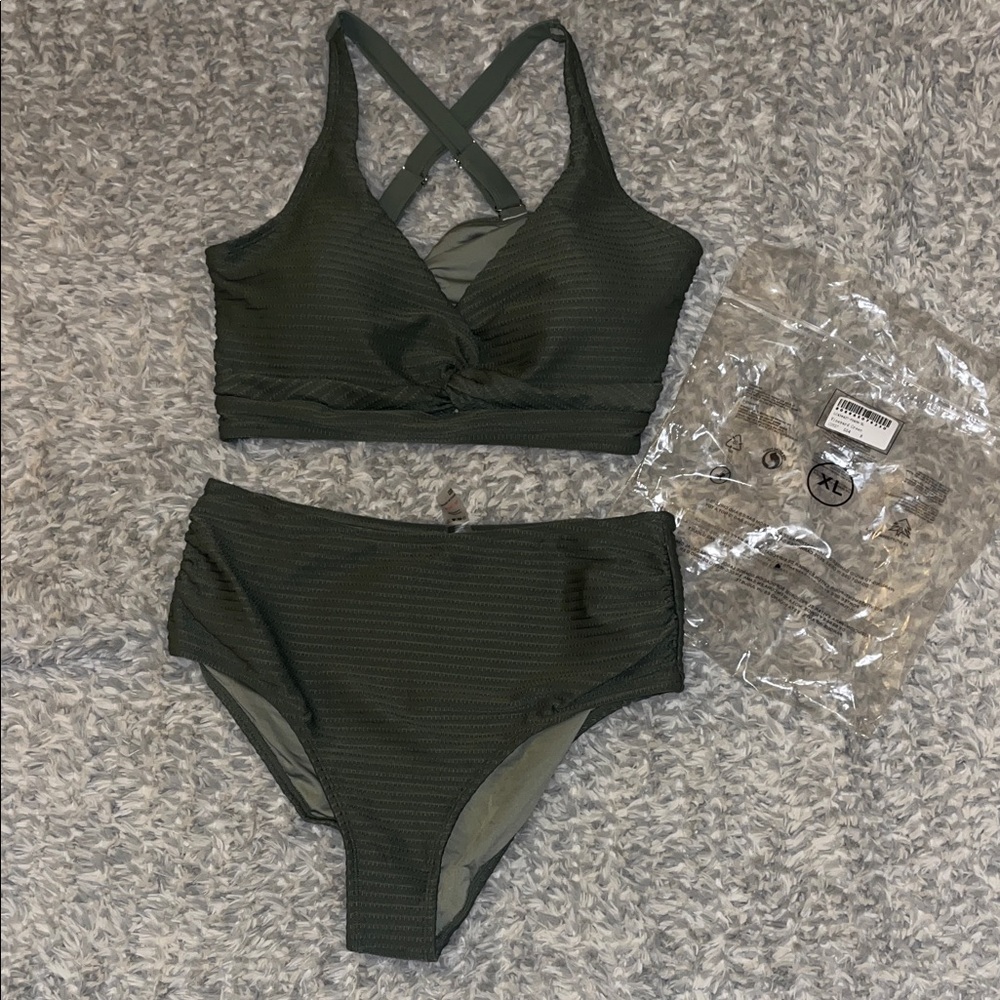 Olive Green Women's Swim Set
